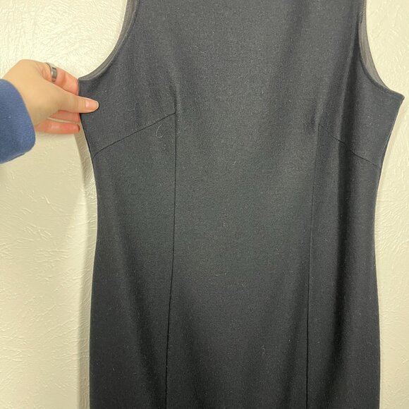 Banana Republic Black 100% Wool Mock Neck Sleeveless Midi Length Dress - Picture 2 of 11